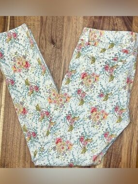 PAIGE Women’s Skyline Ankle Peg  Mid Rise Jean Keighley Floral Print size 30